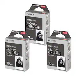 Fujifilm - Instax Mini Monochrome Film (10 Exposures, Credit Card-Sized) 3-Pack