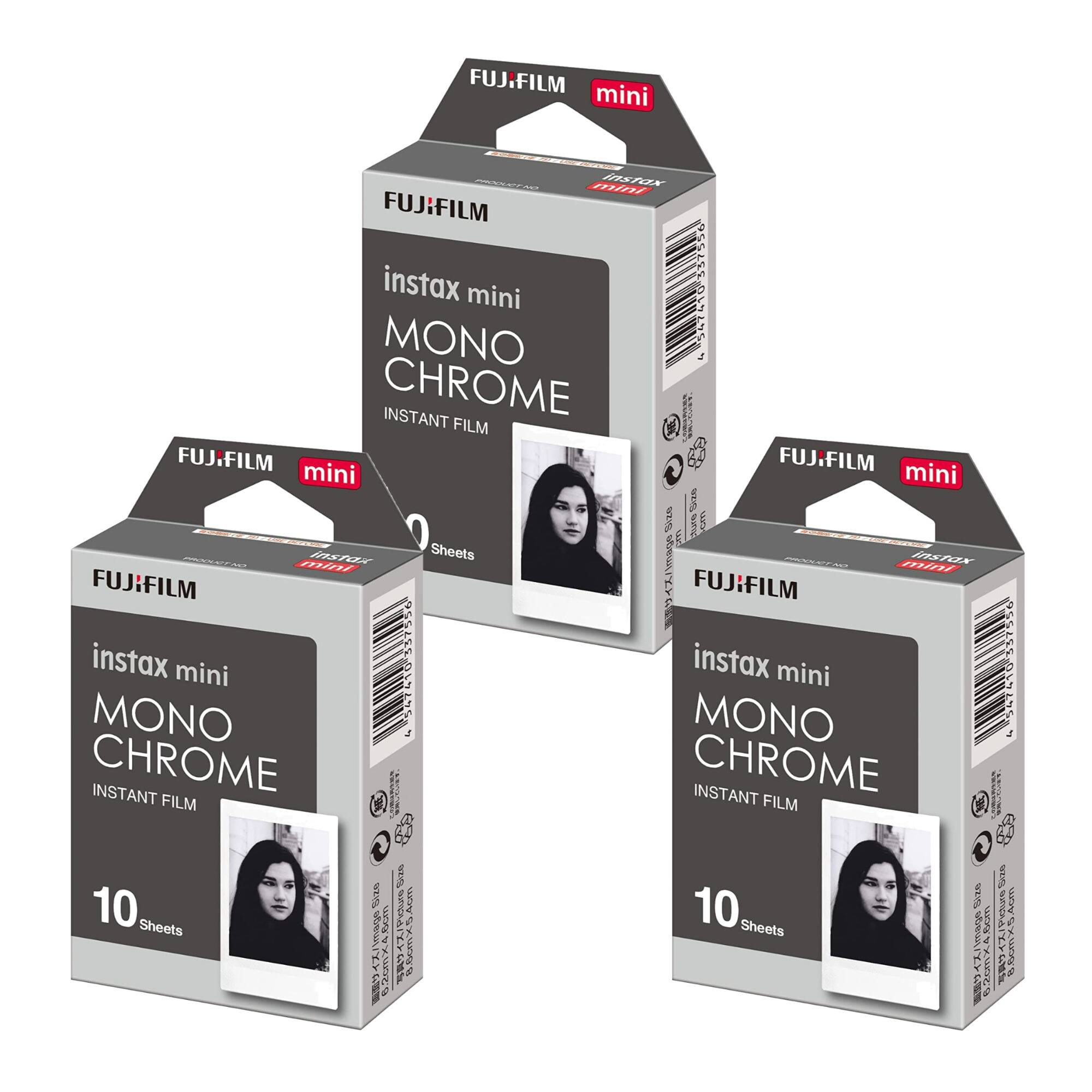 Fujifilm - Instax Mini Monochrome Film (10 Exposures, Credit Card-Sized) 3-Pack