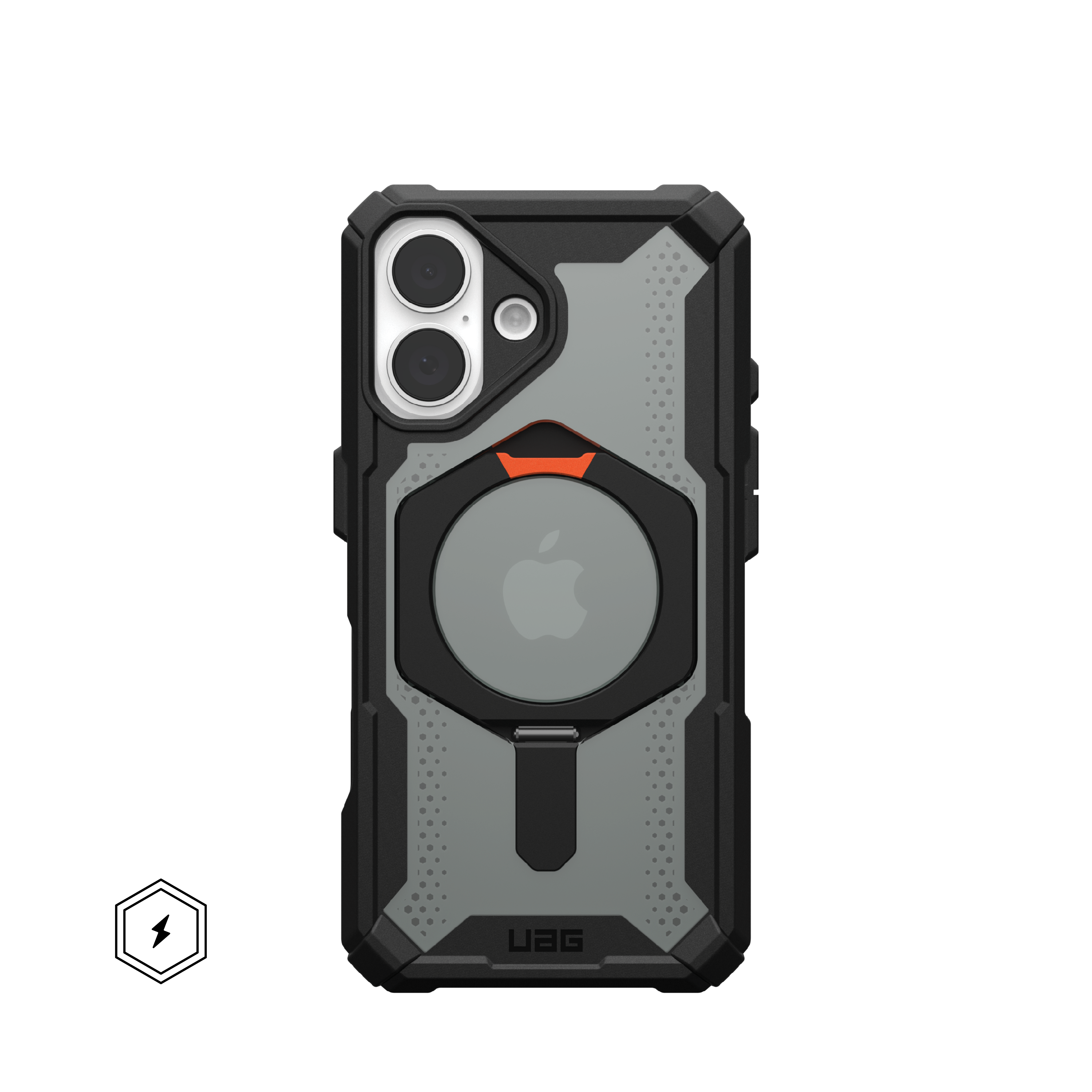 Front. UAG - Plasma XTE Series Case with Magsafe for Apple iPhone 16 - Black/Orange.