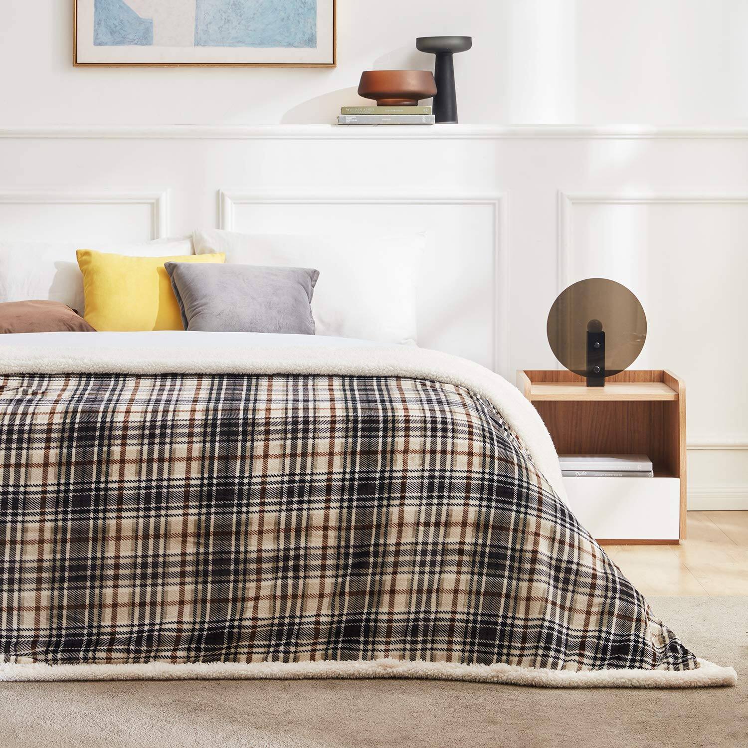 Alt View 3. Refined Abode Design - Sherpa Plaid Throw Blanket X fuzzy Fluffy Cozy Soft Fleece Flannel Plush Size Microfiber For Couch Bed Sofa - Checkered Red.