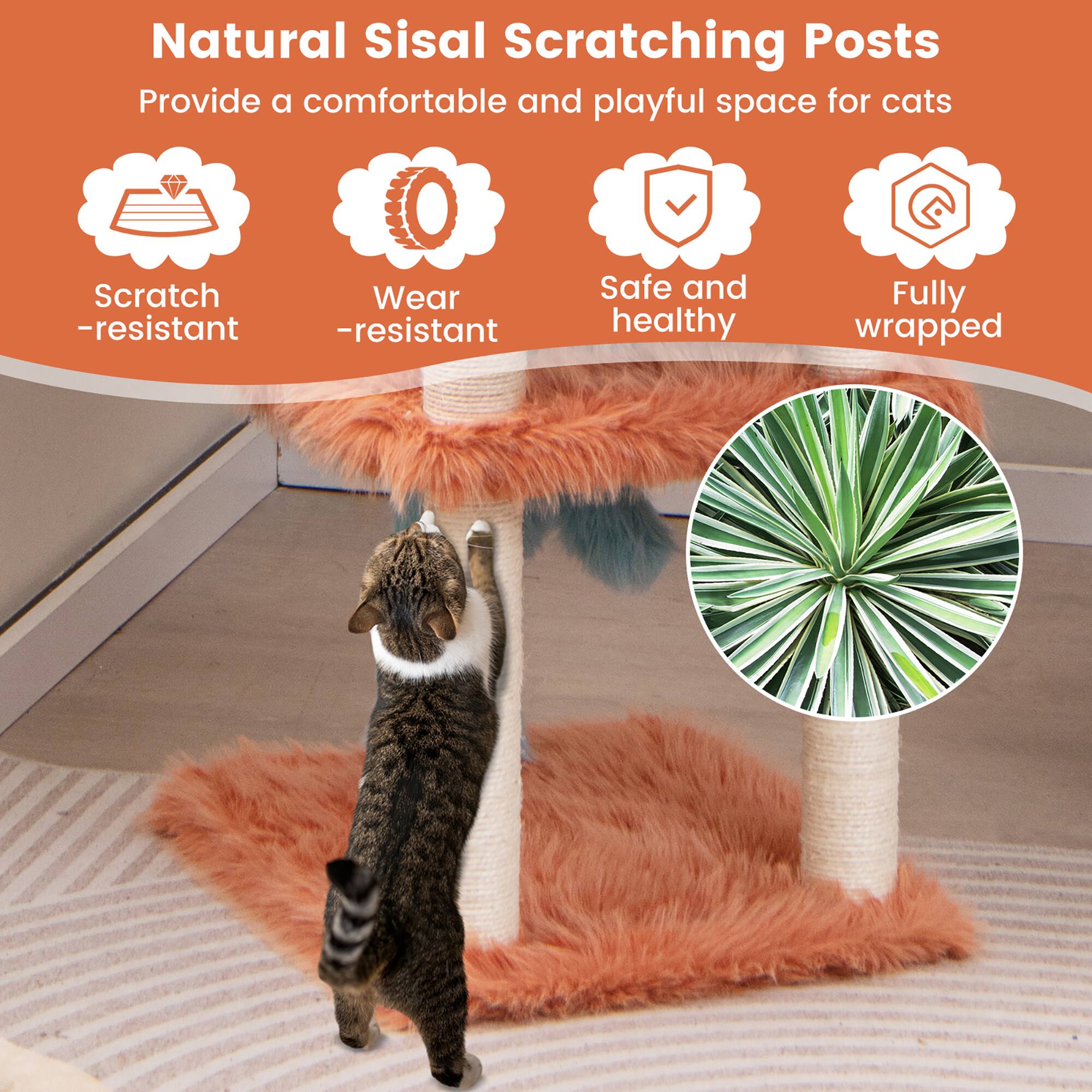 Natural Sisal Scratching Posts  
Provide a comfortable and playful space for cats  

- Scratch-resistant  
- Wear-resistant  
- Safe and healthy  
- Fully wrapped