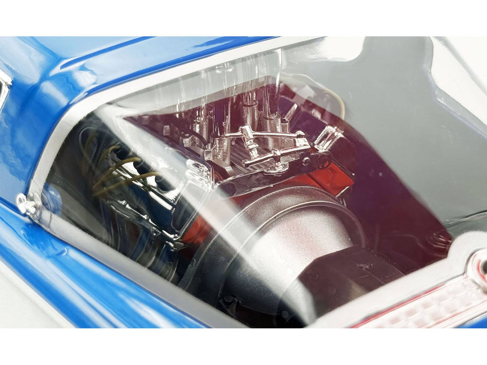Alt View 3. ACME - 1966 Plymouth Barracuda "Hemi Hustler" Blue with White Stripes Limited Edition 1/18 Diecast Model Car by ACME.