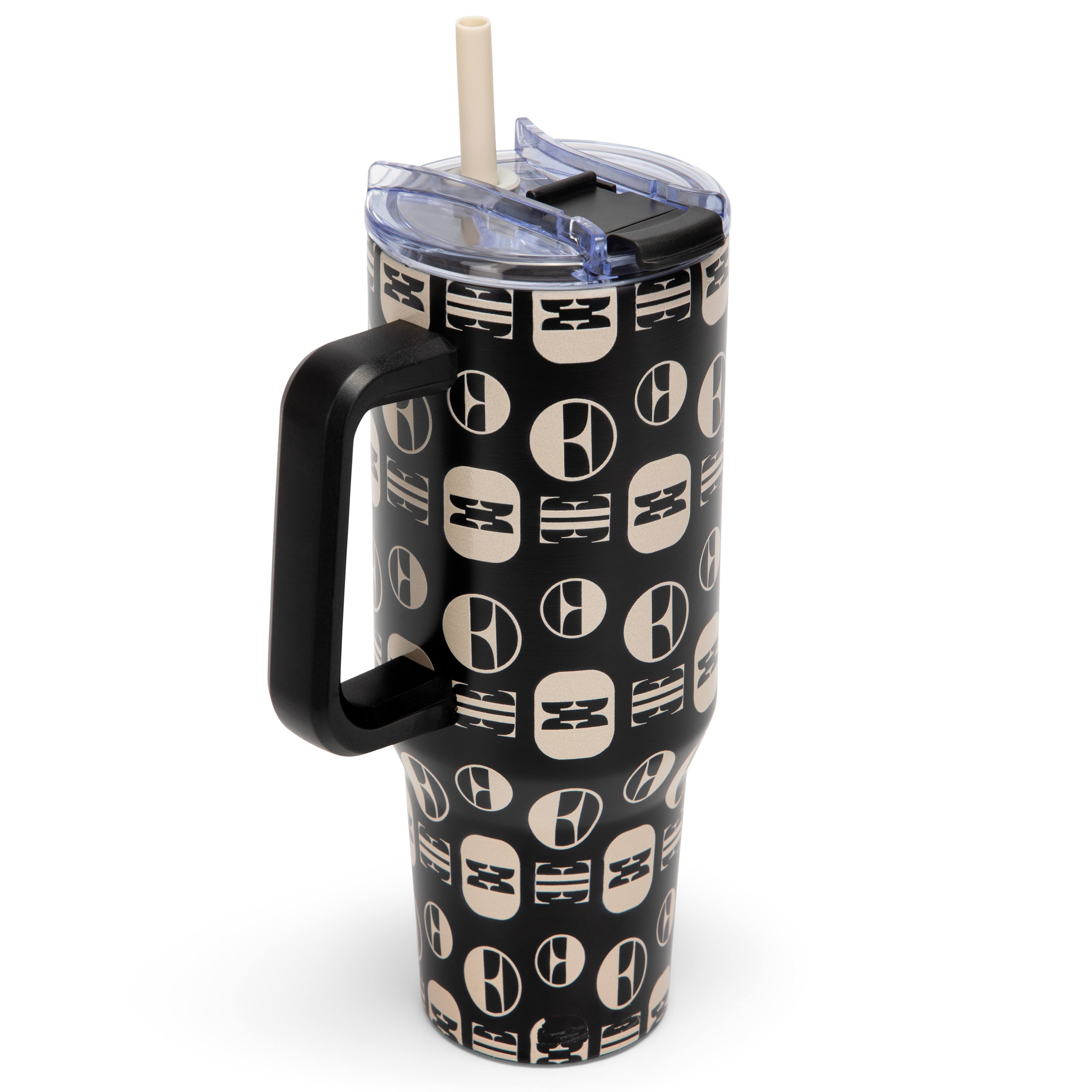 Alt View 2. Elle - ELLE 40oz Beige Monogram Double Walled Insulated Stainless Steel Tumbler - Beige Monogram.