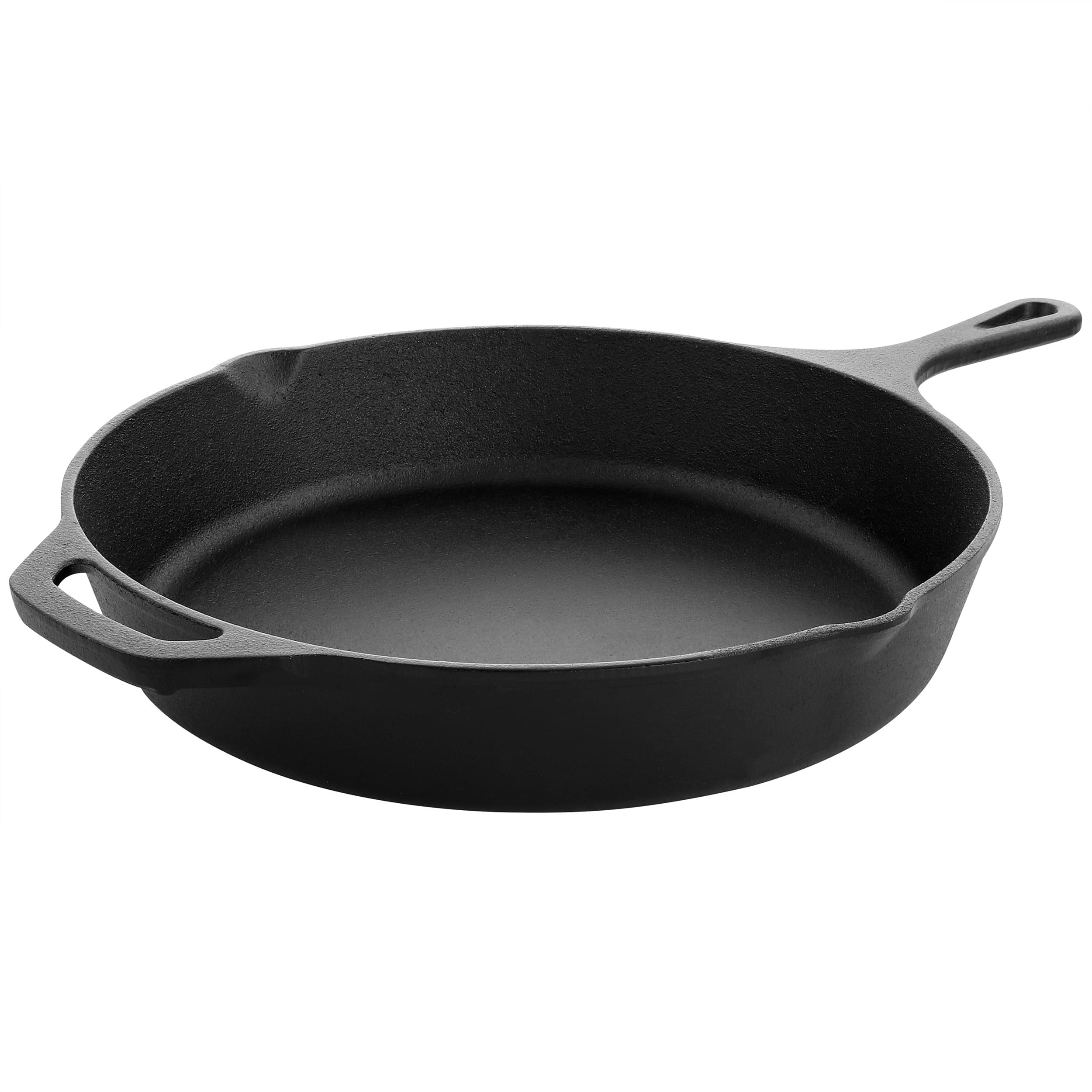 Front. MegaChef - MegaChef 12 Inch Round Preseasoned Cast Iron Frying Pan in Black - Black.