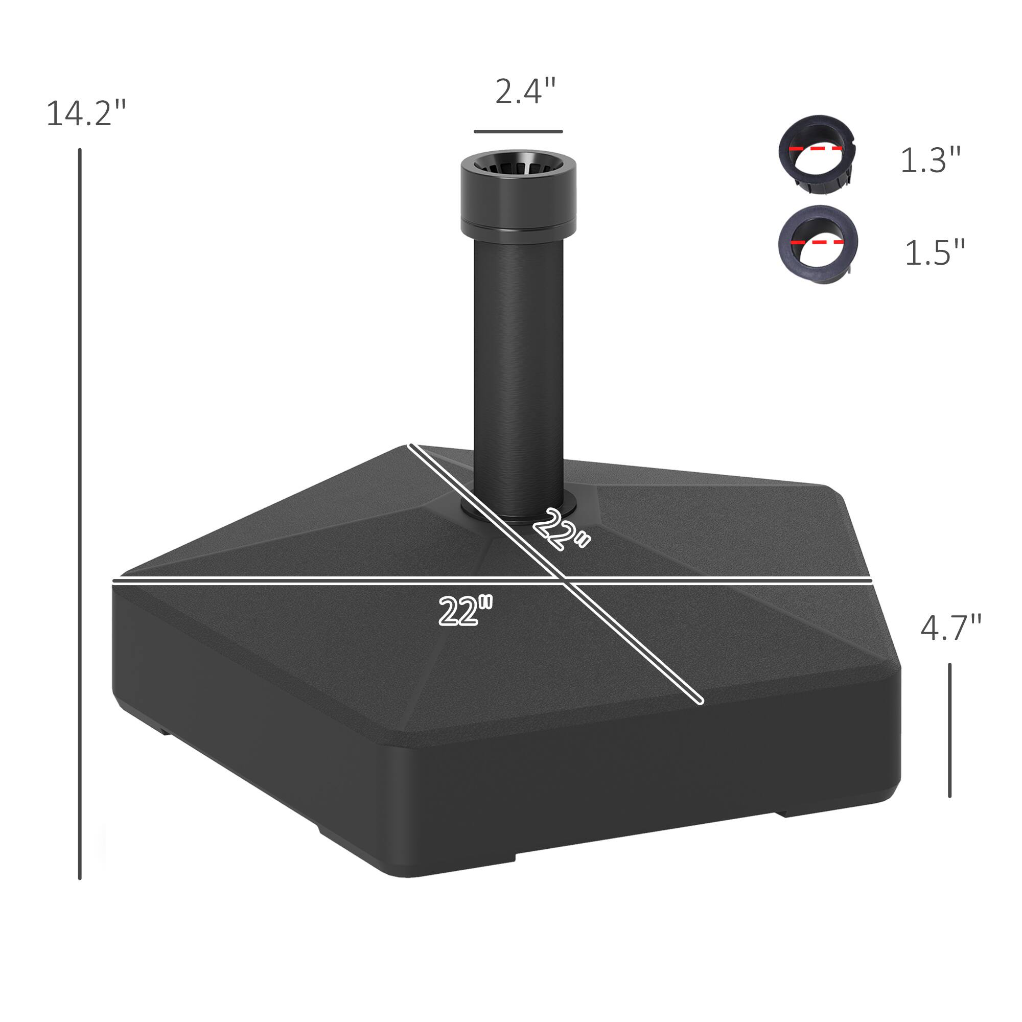 14.2", 2.4", 1.3", 1.5", 22", 4.7"