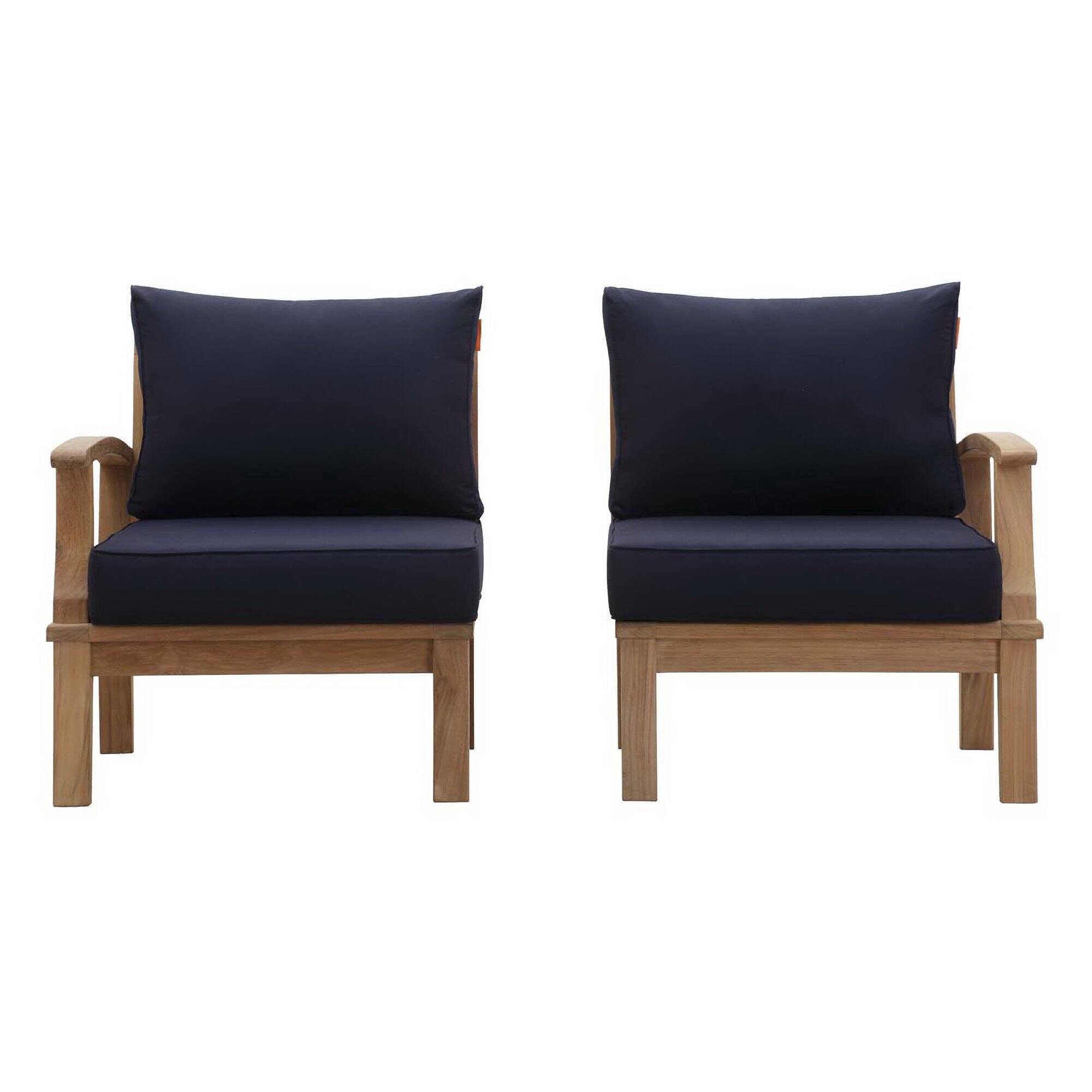 Angle. Modway - Marina 2 Piece Outdoor Patio Teak Set by Modway - Natural Navy.