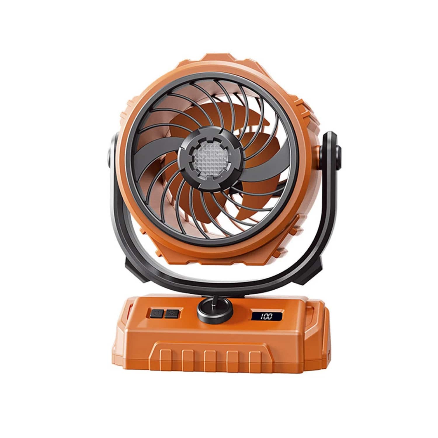 Stock Preferred - 6000mAh Rechargeable Camping Tent Fan with LED Light Orange