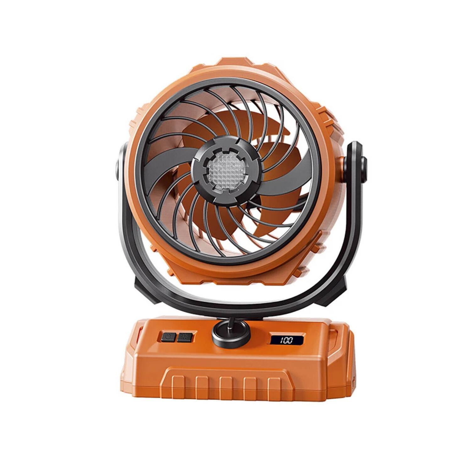 Stock Preferred - 6000mAh Rechargeable Camping Tent Fan with LED Light Orange