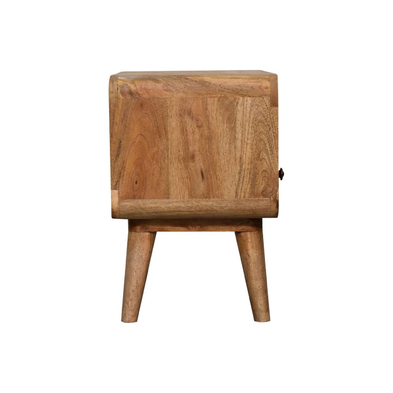 Alt View 5. Artisan Furniture - Artisan Furniture Solid Wood Mini Curved Oak-ish Media Unit, 2 Drawers, 1 Shelf, Brown - Beige.