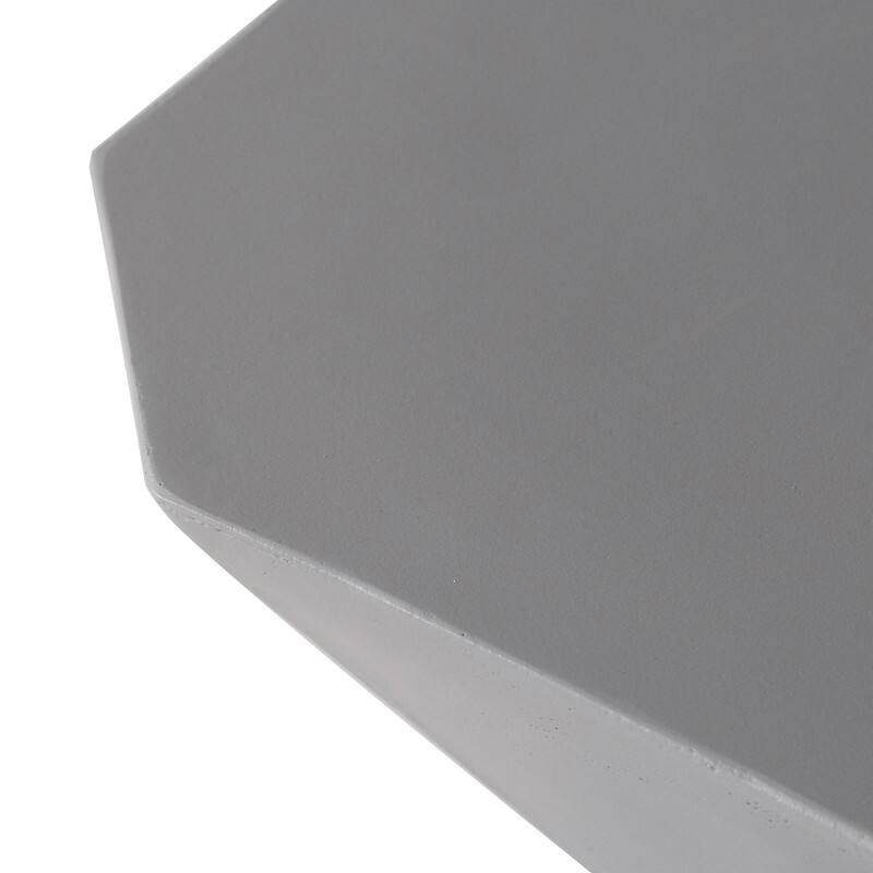 Alt View 3. LeisureMod - Azure Modern Round Fiberstone Side Table, Indoor/Outdoor Weather Resistant Accent Table - No Assembly - Grey.