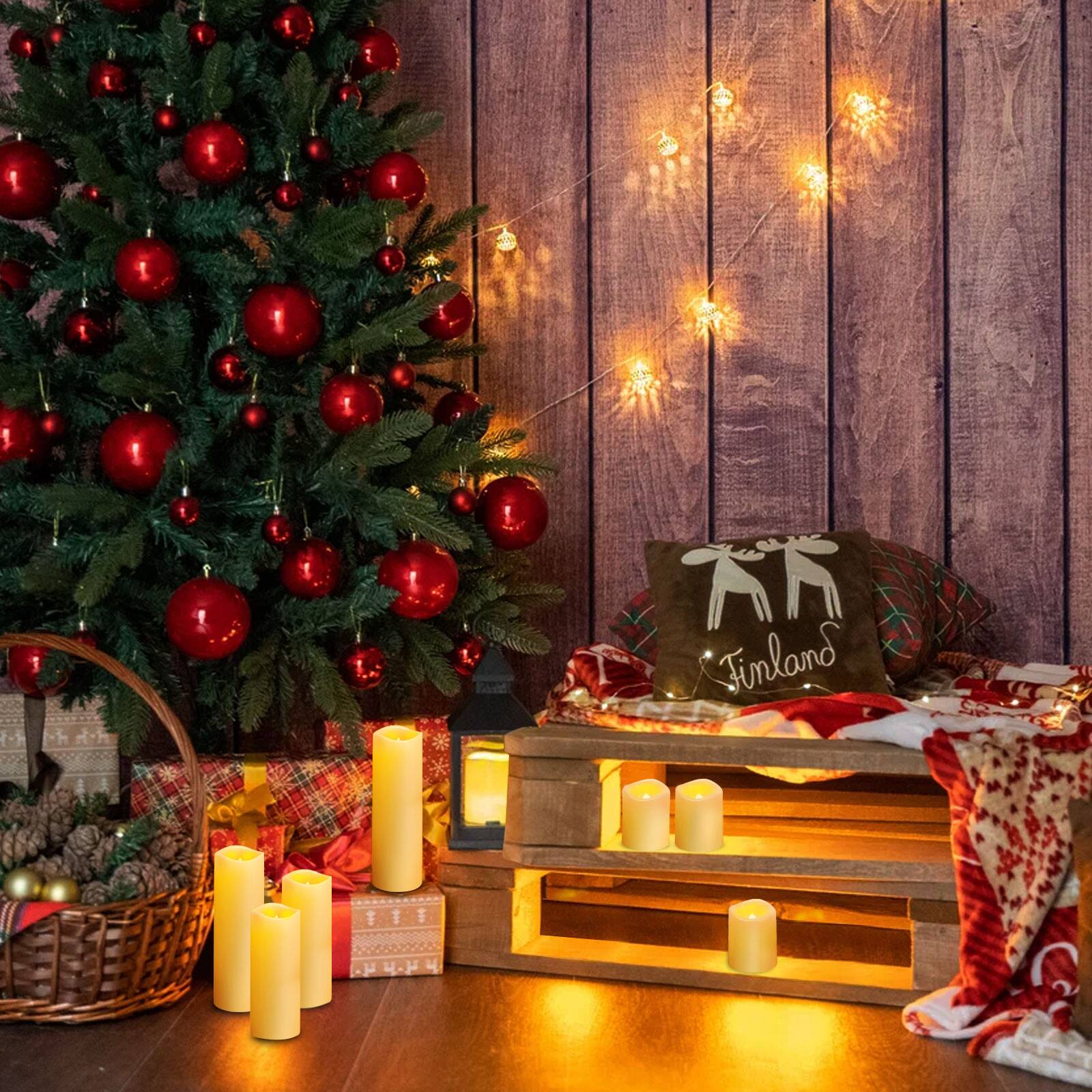 Alt View 6. IMAGE - 12 Pcs Flameless Flickering Candles LED Pillar Candles for Christmas Wedding Home Decor - Warm White.