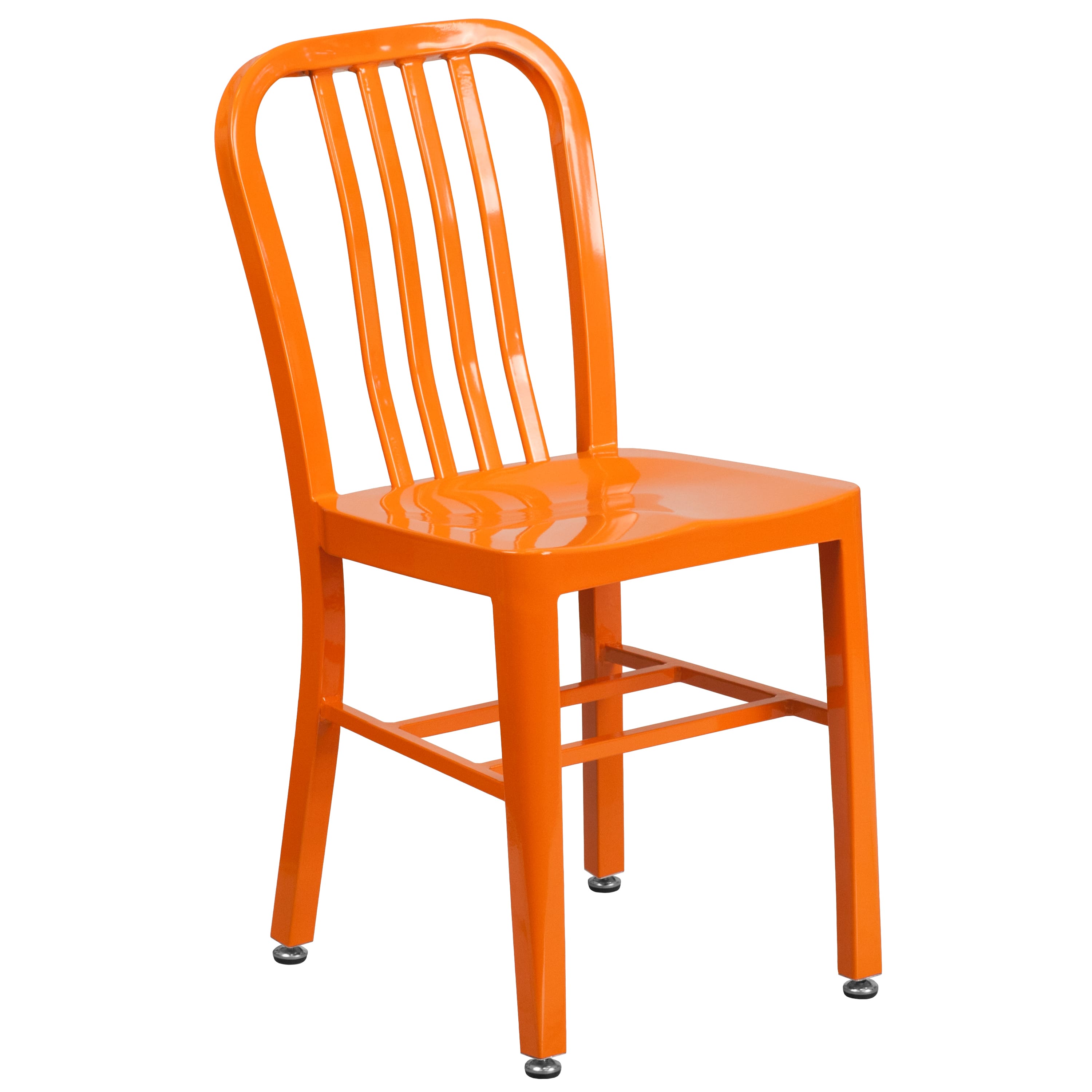Emma + Oliver - Commercial Grade Colorful Metal Indoor-Outdoor Chair - Orange