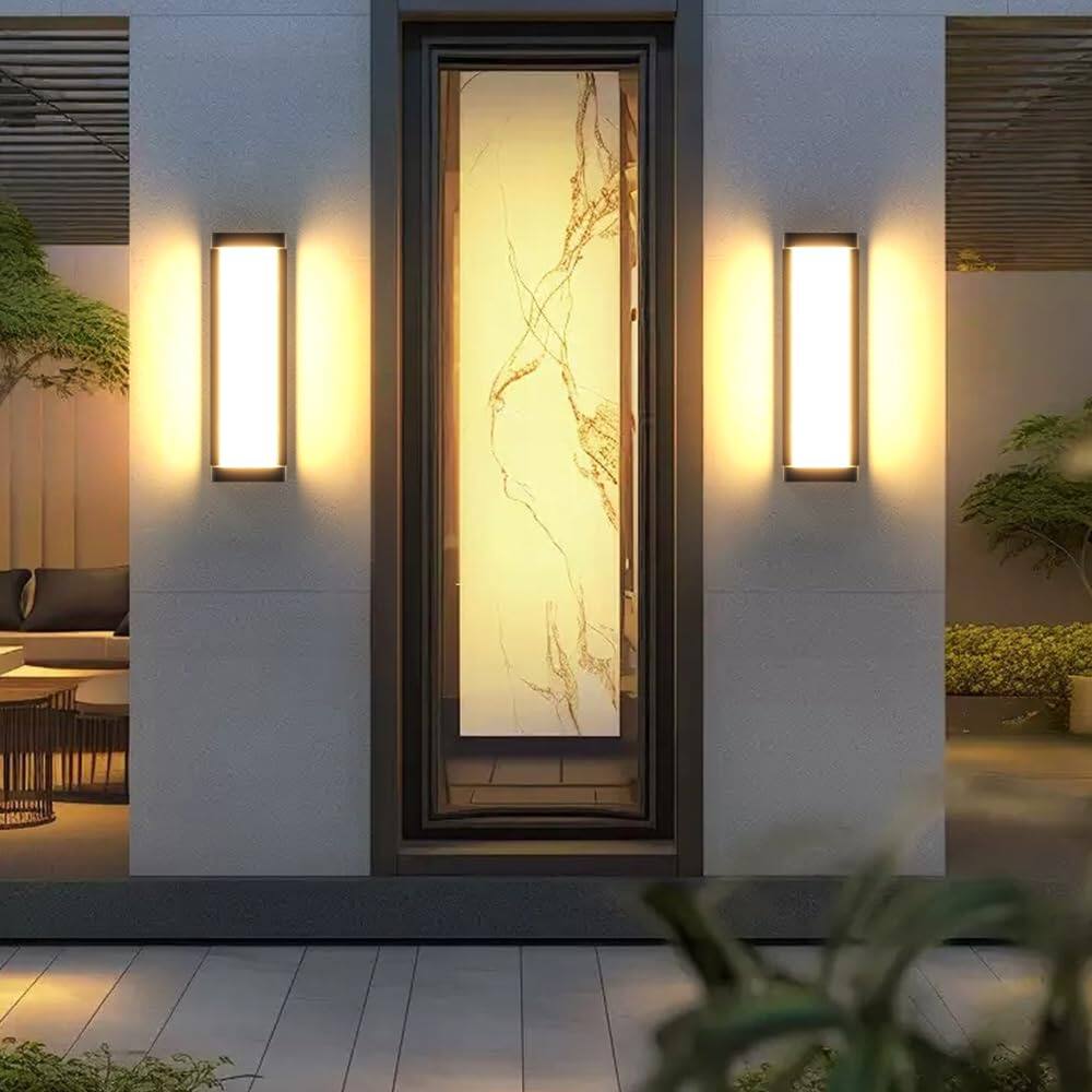 Back. METALTON - 10 -100 Dimming Modern Outdoor Wall Light 2packs 16in Led Dimmable Porch & Patio Fixture Aluminum&dual Pc - Warm White 3000k 16in 2Packs.