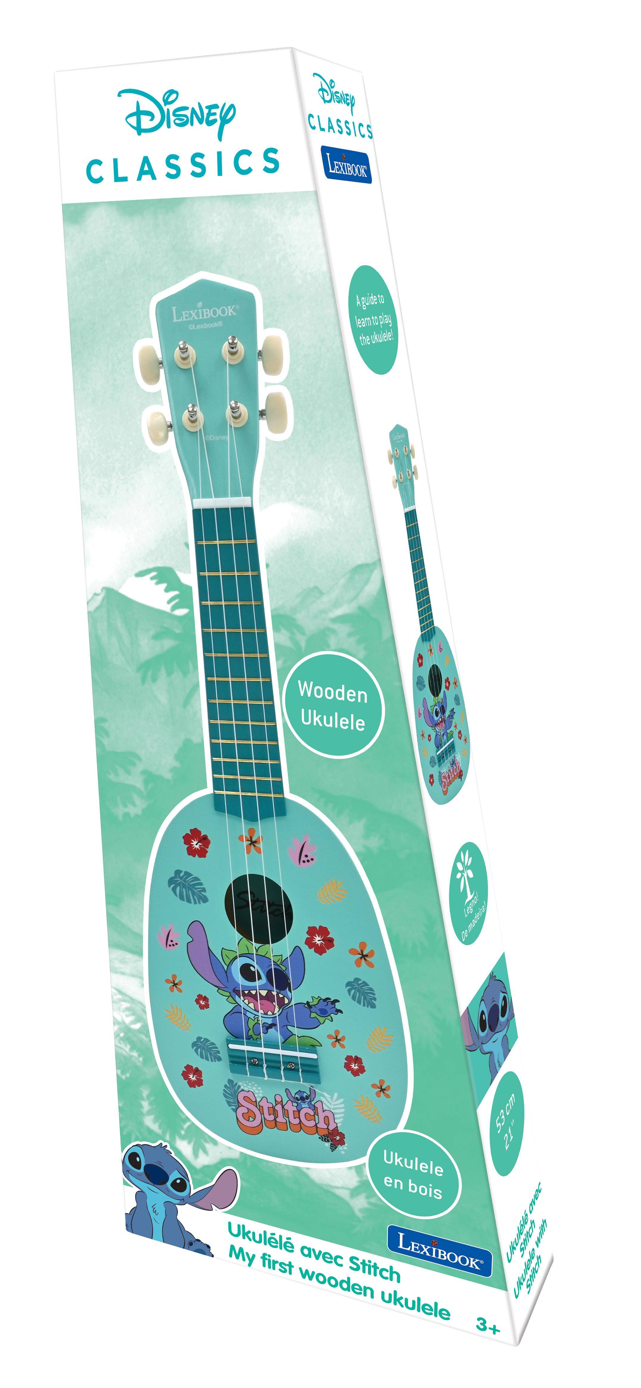 Disney Classics  
LEXIBOOK  
Wooden Ukulele  
Ukulele en bois  
Ukulele avec Stitch  
My first wooden ukulele  
3+