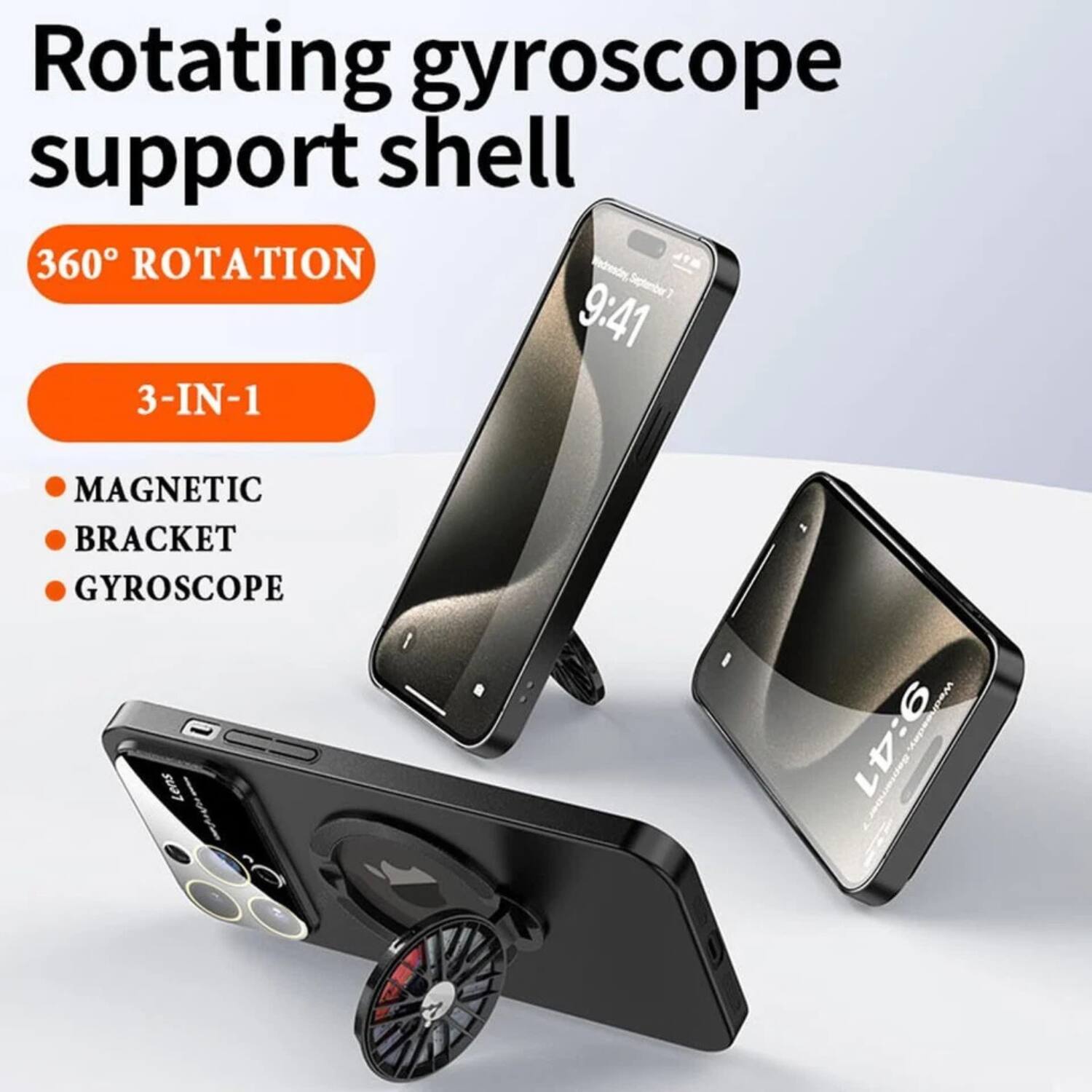 Rotating gyroscope support shell

360° ROTATION

3-IN-1

- MAGNETIC
- BRACKET
- GYROSCOPE