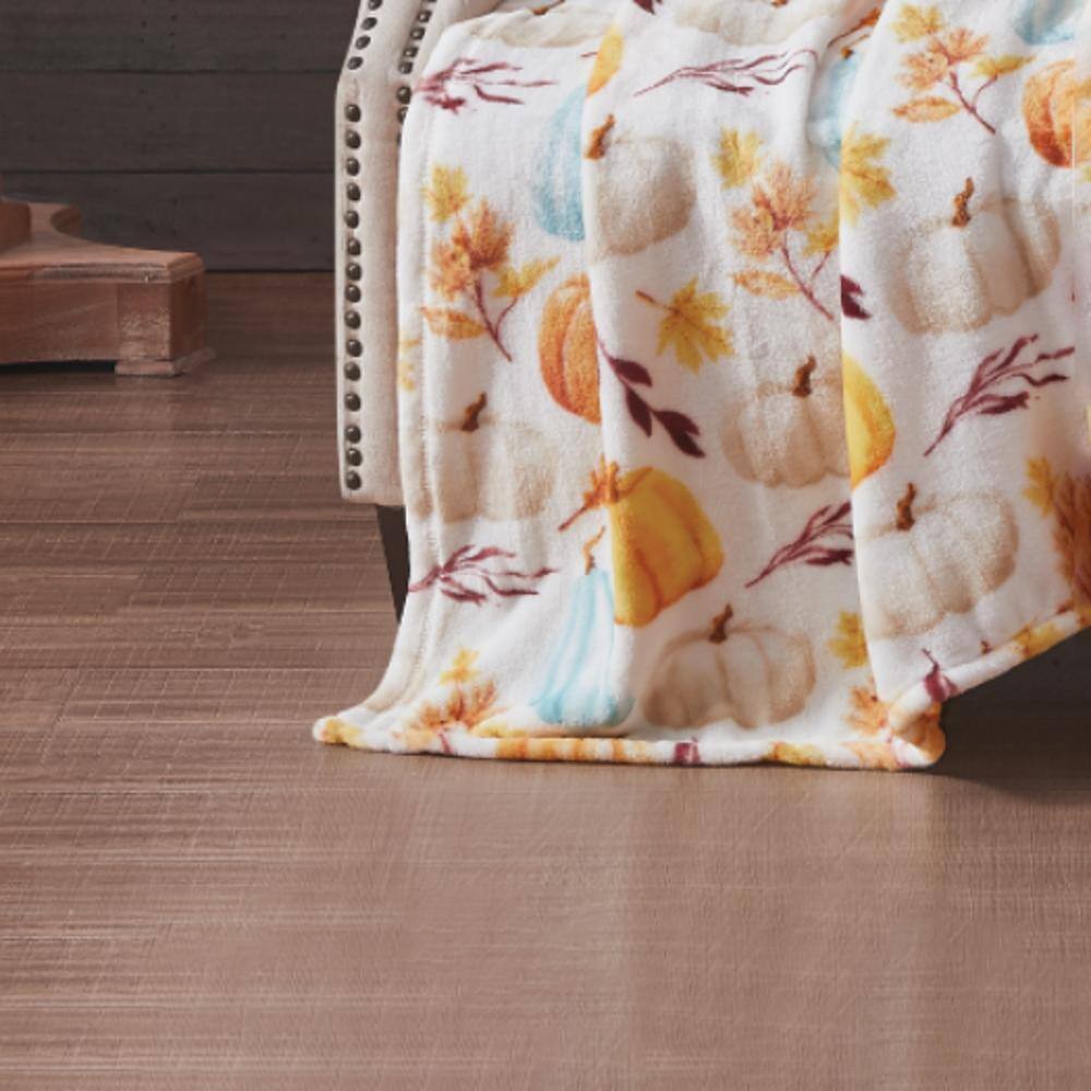 Alt View 2. RT Designers Collection - RT Designer's Collection Harvest Pastel Pumpkins Printed Flannel Throw Blanket 50" x 70" Multicolor - Multicolor.