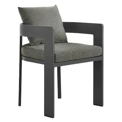 Front. Outdoor Escape - Aluminum Outdoor Patio Dining Chair With Cushioned Seat And Stylish Design - Gray.