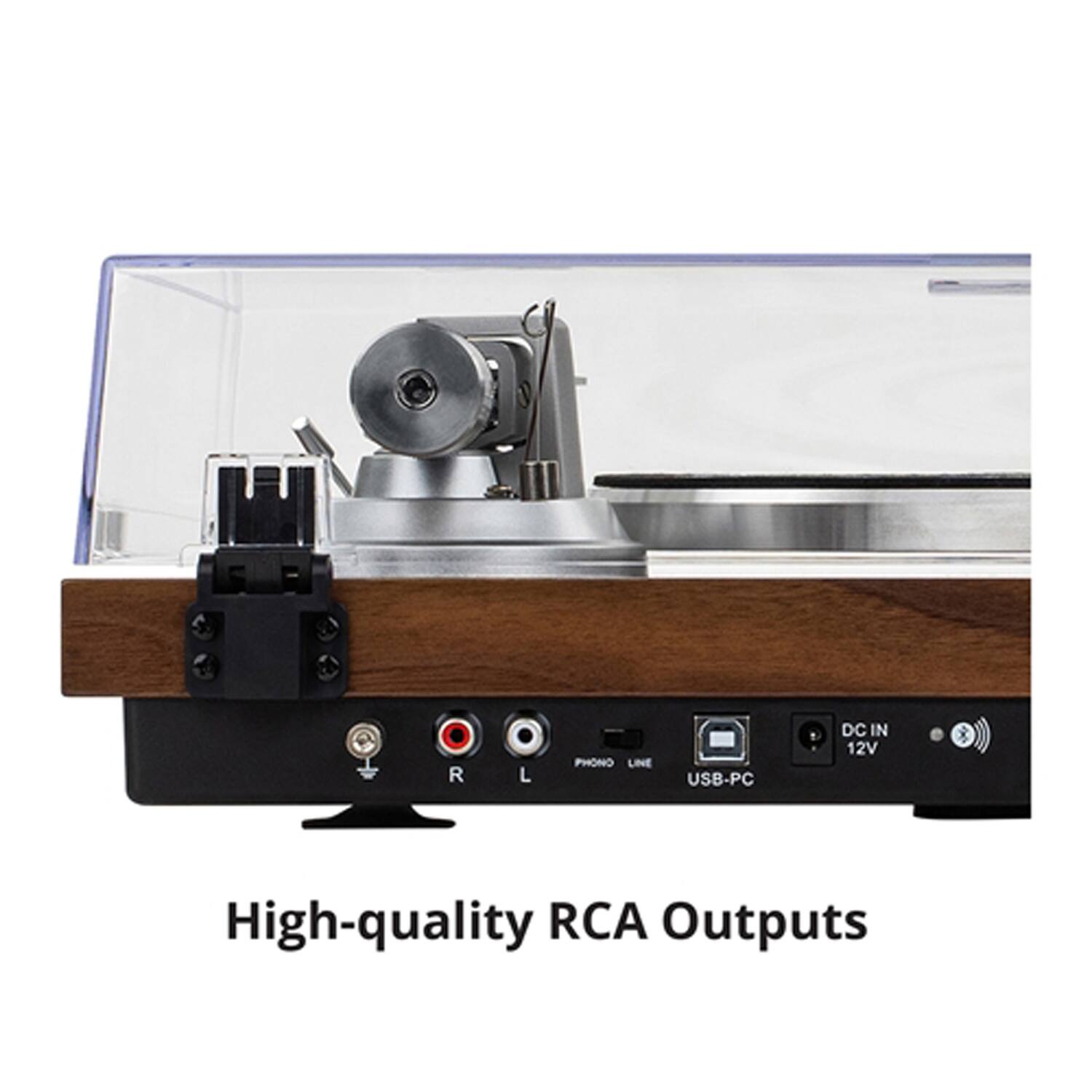 R L PHONO LINE USB-PC DC IN 12V High-quality RCA Outputs
