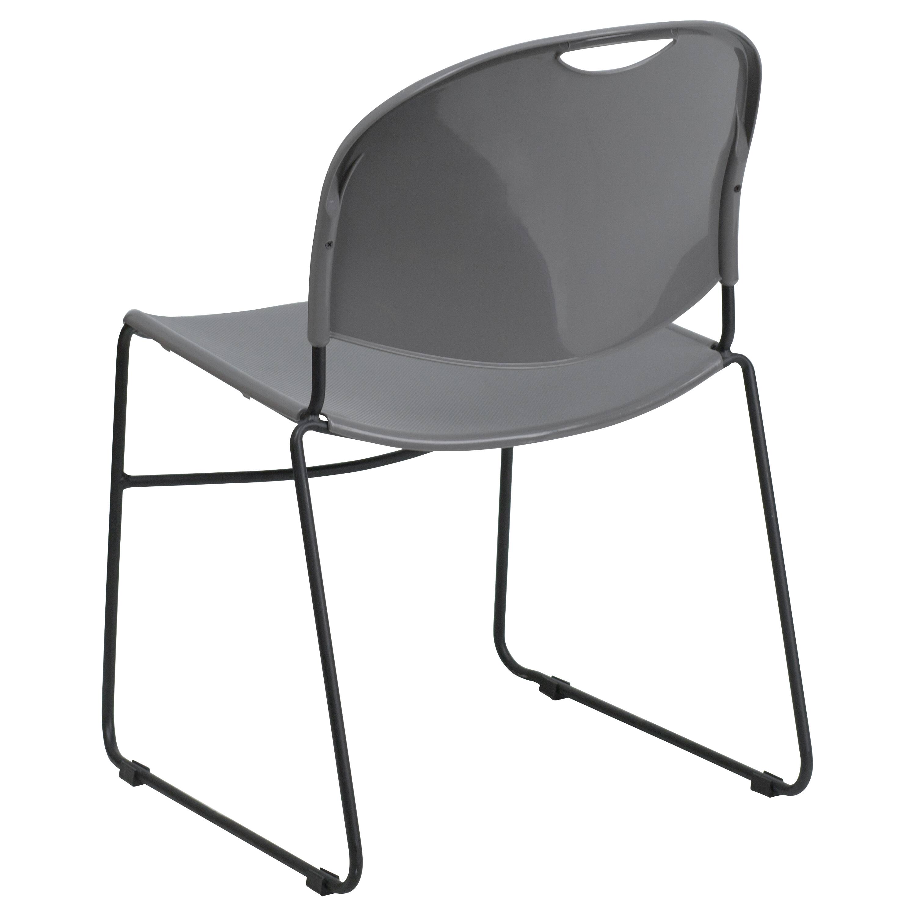 Alt View 5. Emma + Oliver - Ultra-Compact School Stack Chair - Office Guest Chair/Student Chair - Gray Plastic/Black Frame.