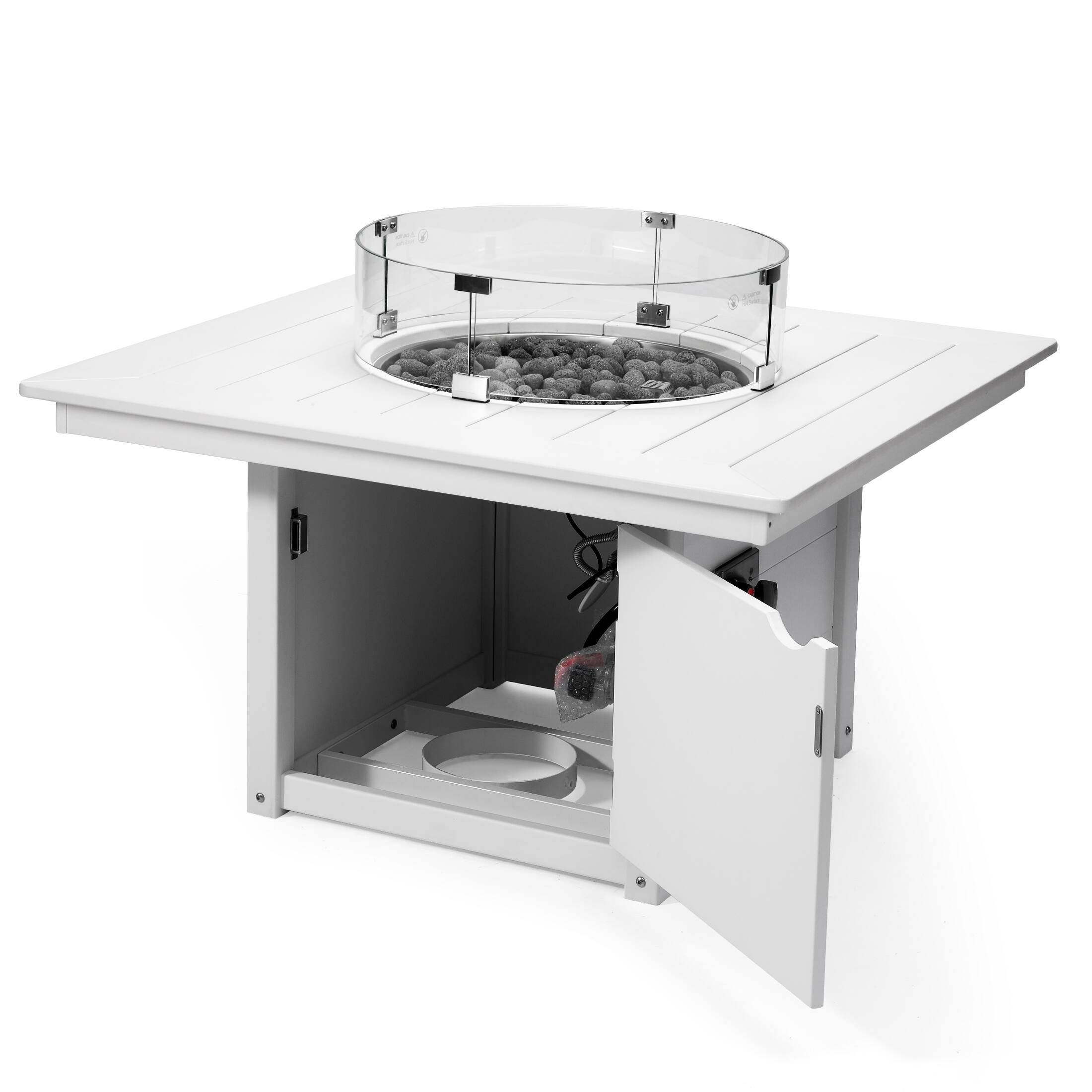 Left. WestinTrends - WestinTrends Helios 42" Modern Outdoor Patio Propane Square Fire Pit Table.