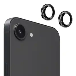 Entronix - Luxury Metal Camera Lens Protector for iPhone 16E - 2-Piece Set - Black