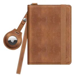 Kitcheniva - Slim RFID Blocking Card Passport Holder Travel Wallet Case With Airtag - Brown