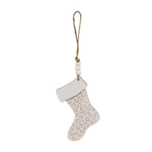 Back. BreeBe - Cheetah Print Winter Clothes Ornament 3 Asstd. - Grey, White.
