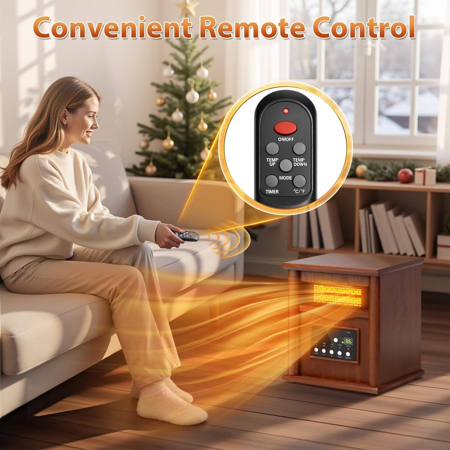 Convenient Remote Control

ON/OFF TEMP UP TEMP DOWN MODE TIMER "C"/"F" 86