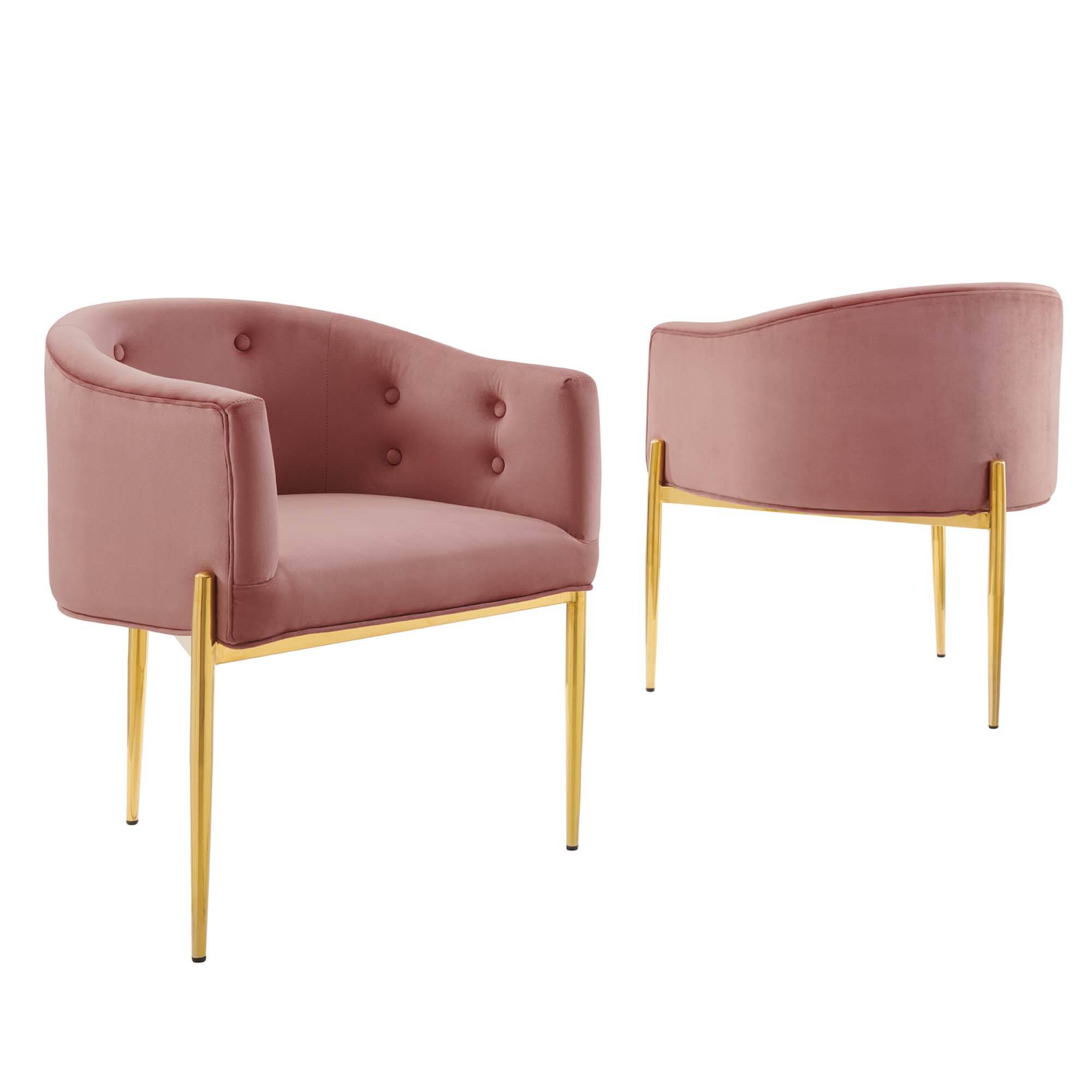 Angle. Modway - Savour Tufted Performance Velvet Accent Chairs Set of 2 by Modway - Dusty Rose.