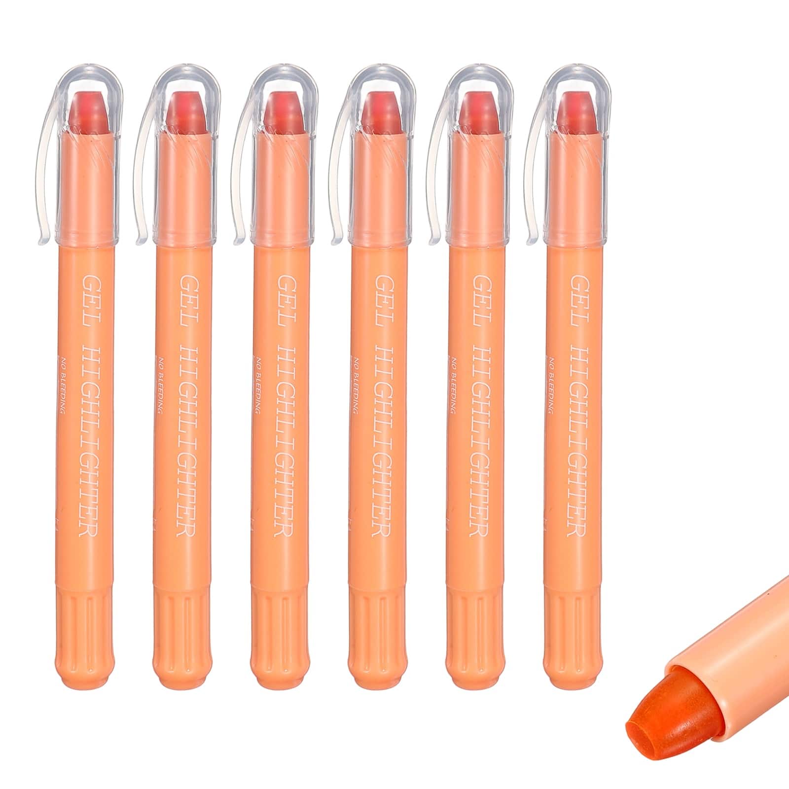 Unique Bargains - 6pcs Gel Highlighters, No-Bleed Wax Crayon, Neon Twist-Up Stick for Office & Books - Orange price history on PriceWatchPro