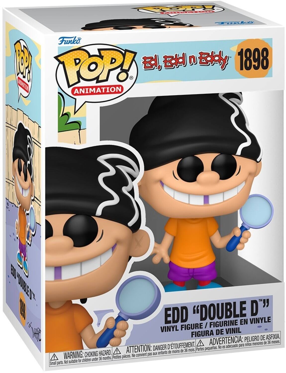 TOOPPy P UL Toals Funko 1 POP! B,EnEy E, Edd n Eddy 1898 TUOL ANIMATION E0 DOUBLE  H EDD "DOUBLE D" FIGURINE EN VINYLE VINYL FIGURE/FIGURINE FIGURE I VINIL FIGURA DE PELIGRO DE ASFIXIA D'TOUFFEMENT. ADVERTENCIA: para nios menores de 36 meses DANGER pequeas. No es adecuado HAZARD. ATTENTION: aux enfants de moins de 36 mois. Partes WARNING: CHOKING Petites pieces. e convient pas children under 36 months. Not suitable for Small parts.