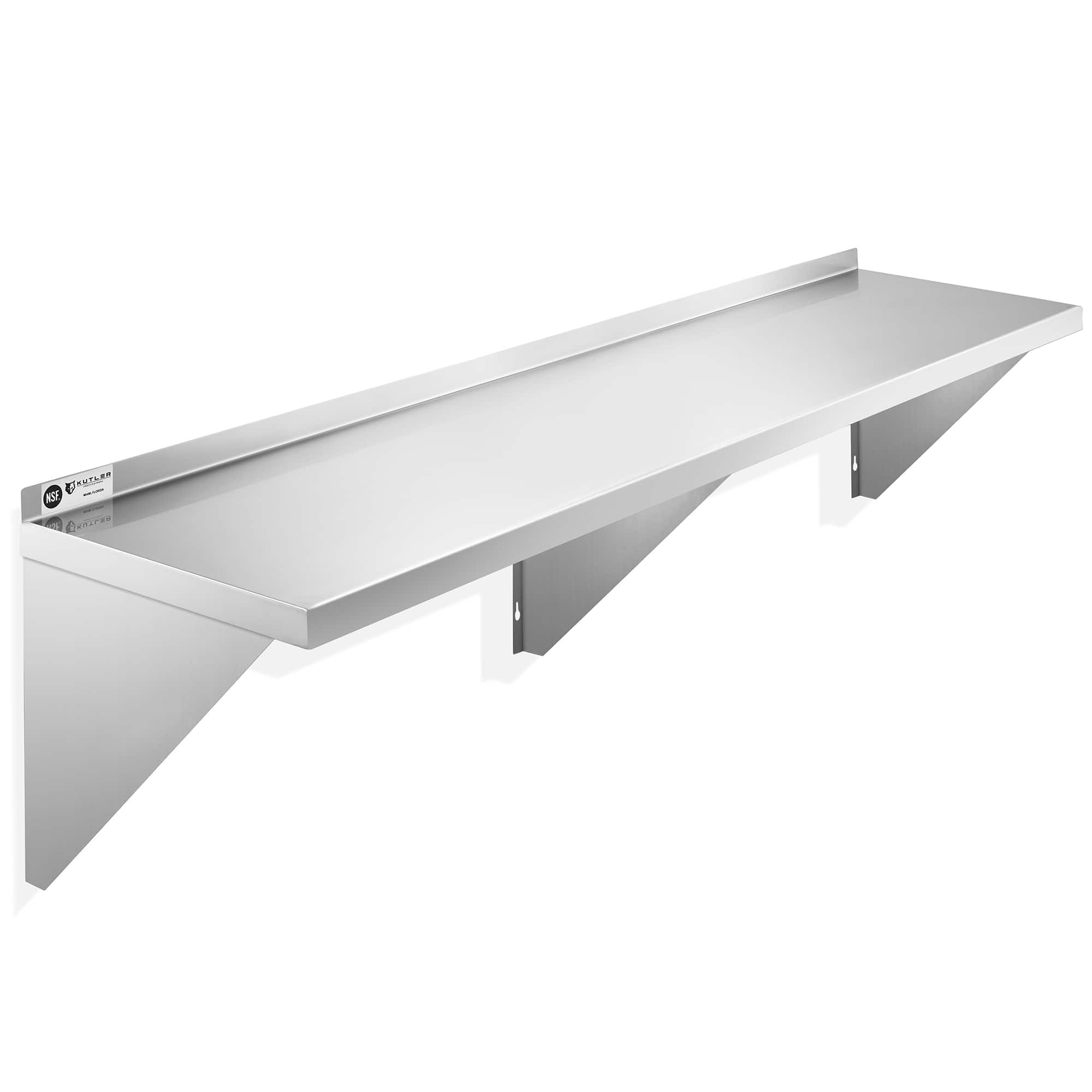 KUTLER - Stainless Steel Shelf - NSF Commercial Kitchen Wall Shelving - Silver
