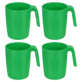 Unique Bargains - Set of 4 Plastic Coffee Mugs, Unbreakable Reusable Microwave Dishwasher Safe Drinking Cups for Kitchen Camping - Light Green