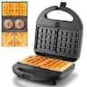 OSTBA - 3-in-1 Sandwich Maker, Panini Press & Waffle Maker, 3 Removable Non-stick Plates - Black