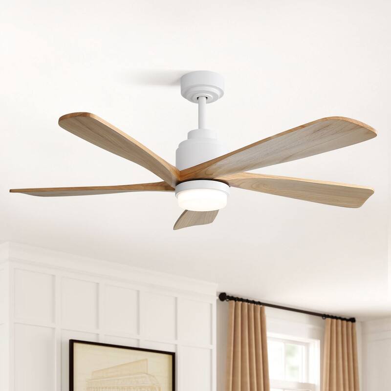 Alt View 9. Sofucor - Sofucor 52 inch Smart Ceiling Fan with Light and Remote Modern Ceiling Fan Work with Alexa APP Control Indoor Outdoor - White Wood.