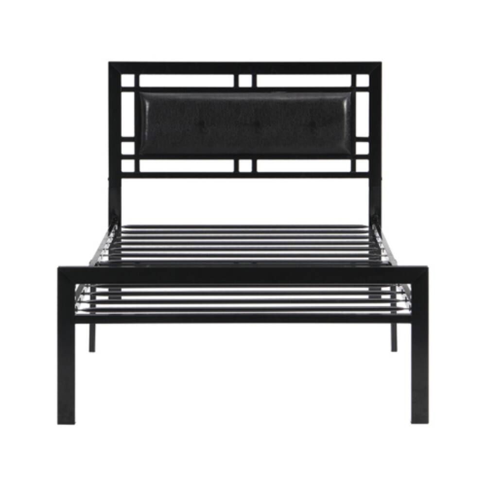 Alt View 2. LUCKY ONE - Twin Size Metal Bed Frame with Sturdy Steel Structure, Noise-Free, No Box Spring Needed, Easy Assembly - Black.
