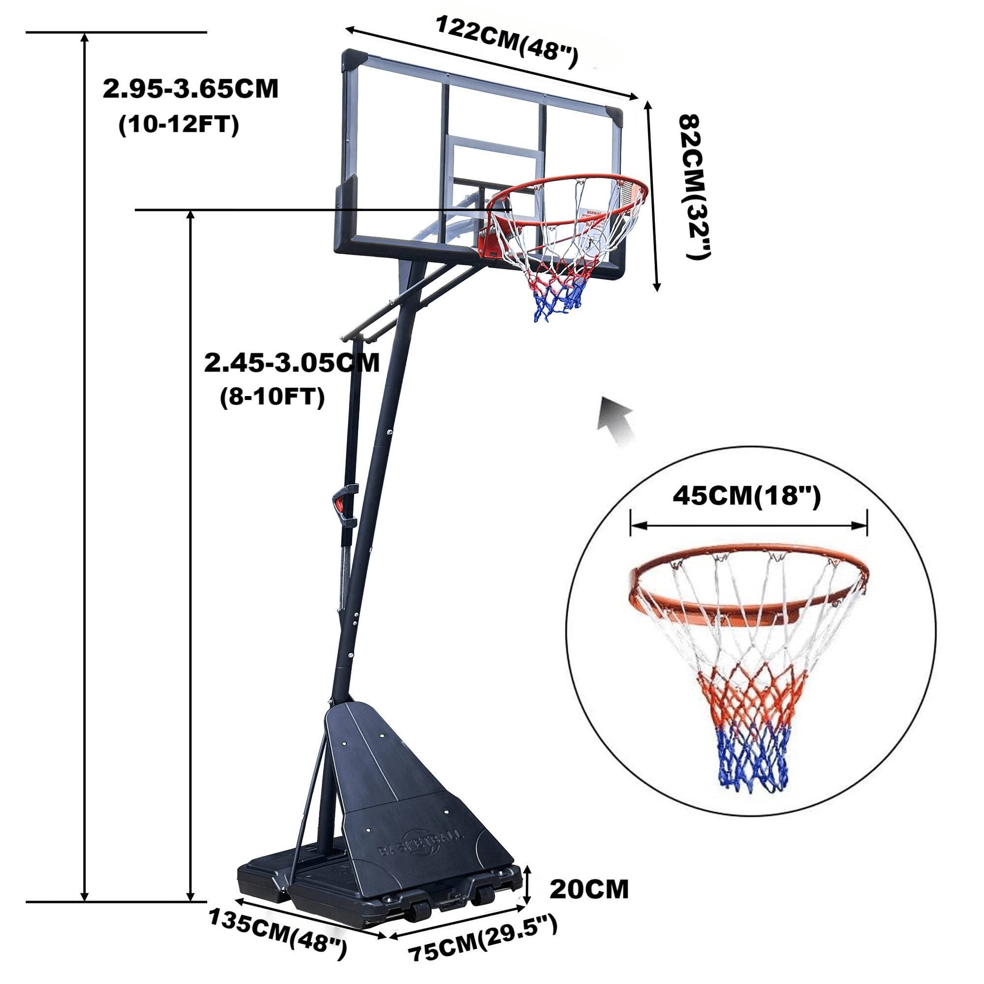 122CM(48")  
2.95-3.65CM (10-12FT)  
2.45-3.05CM (8-10FT)  
82CM(32")  
45CM(18")  
20CM  
135CM(48")  
75CM(29.5")