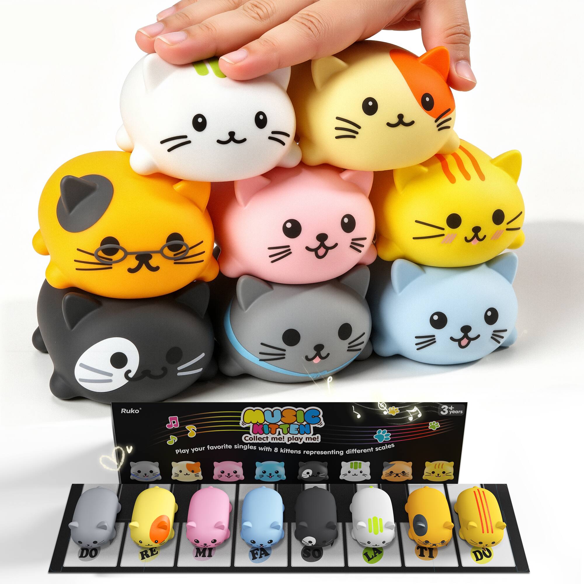 Ruko - 1701 Musical Cats Piano Keyboards with Cute Meow Tone,Fun Music Toys for Kids,Educational Instrument (8Pcs)