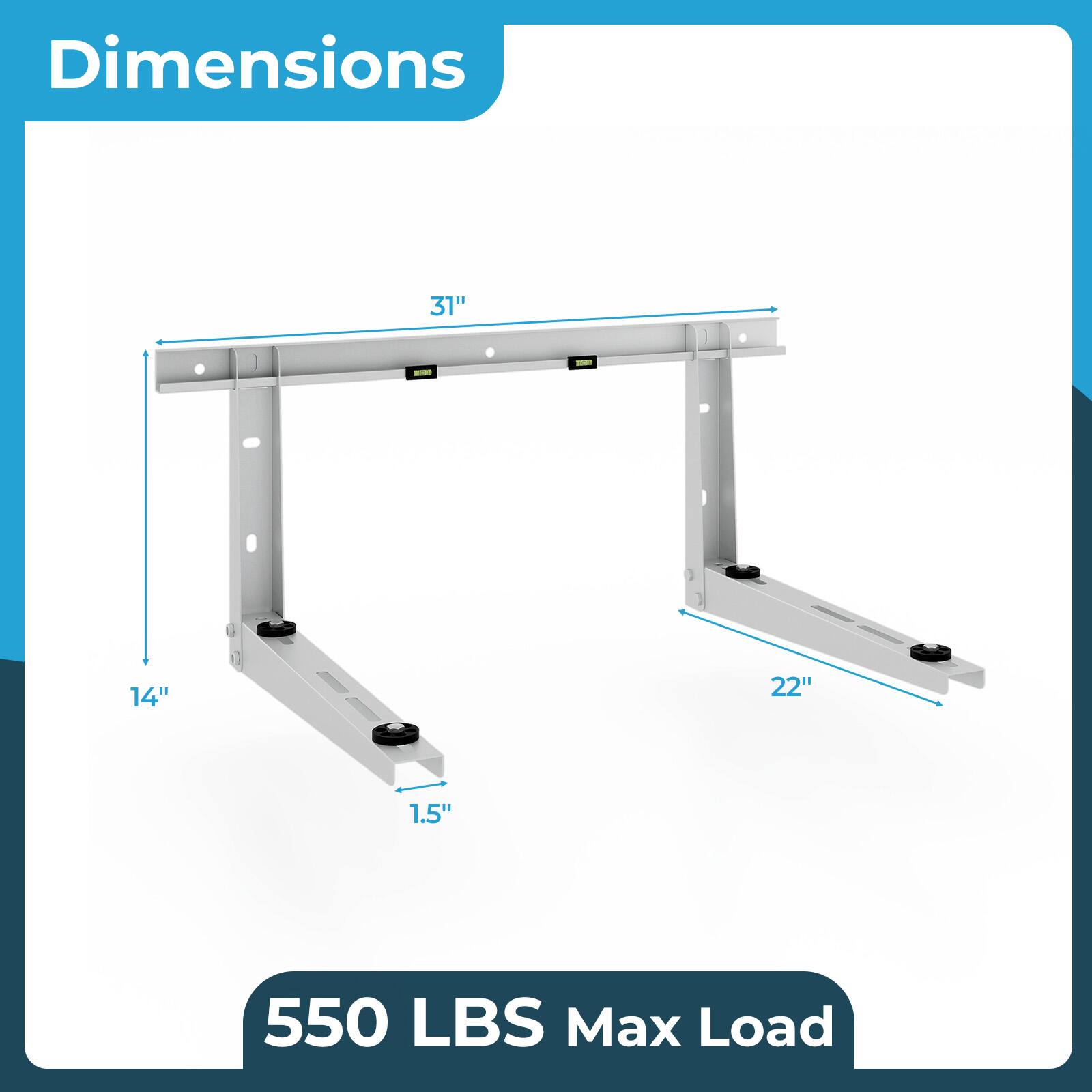 Dimensions 31" - 14" 22" 1.5" - 550 LBS Max Load