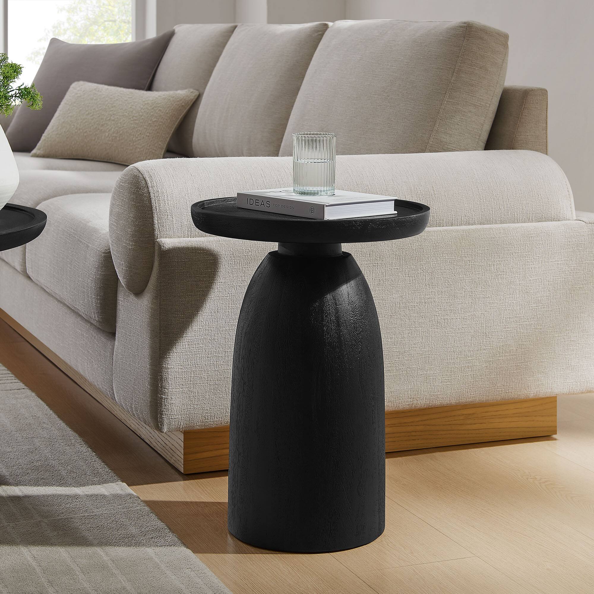Front. Modway - Holloway Round Wood Side Table by Modway - Black.