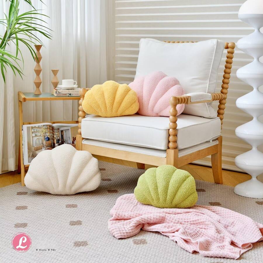Paradigms Interiors Seashell Throw Pillows Shell Shaped Soft Home ...