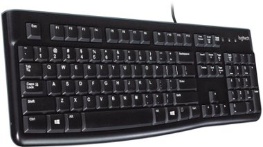 Logitech - K120  Full-size Wired Membrane Keyboard for PC with Spill-Resistant Design - Black - Front_Zoom