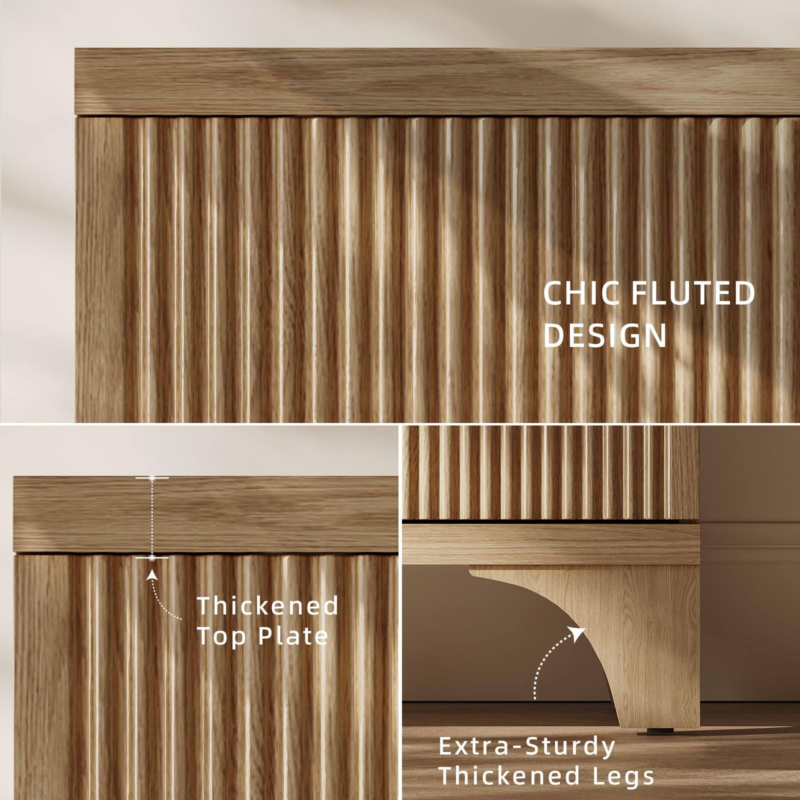 CHIC FLUTED DESIGN

Thickened Top Plate

Extra-Sturdy Thickened Legs