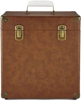 PopMarket - GPO Retro SWB18BRO 12" Vinyl Record Case 35 Count Capacity with Removable Lid - VINYL ACCESSORIES - Brown