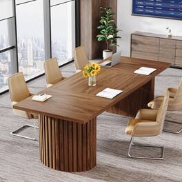 Tribesigns - 78.7-Inch Conference Table with Double-Pedestal Base for Office Meetings or Training - Walnut