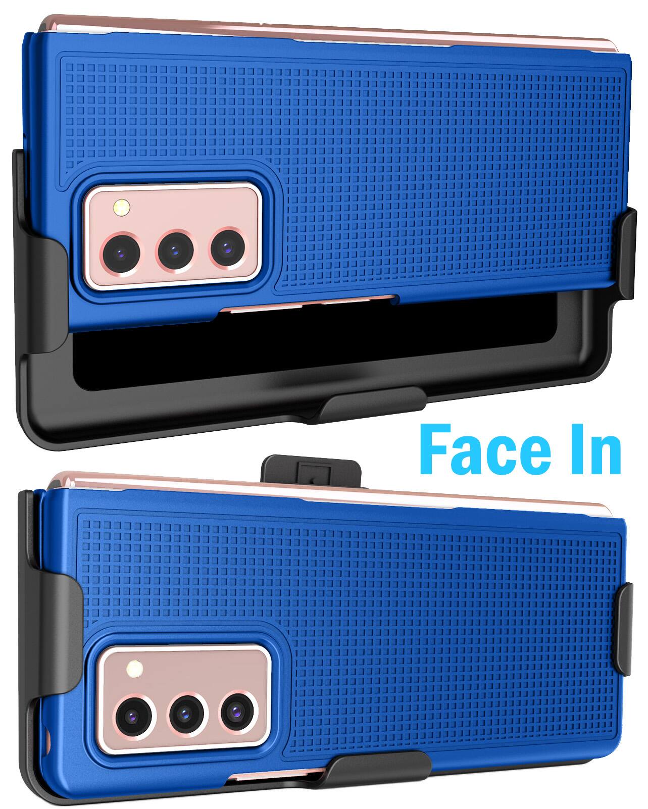 Alt View 4. Nakedcellphone - Slim Case and Belt Clip Holster Combo for Samsung Galaxy Z Fold 2 (SM-F916) - Blue.