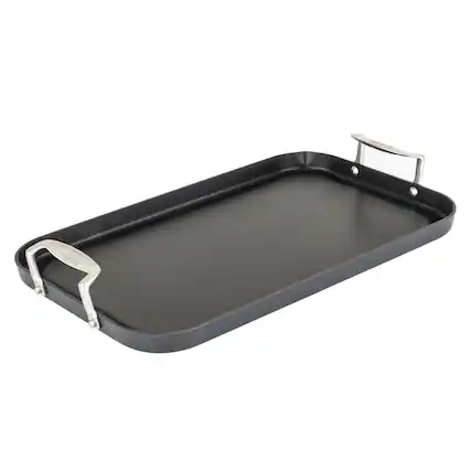Angle. Viking - Hard Anodized Double Burner Nonstick Griddle - Black.