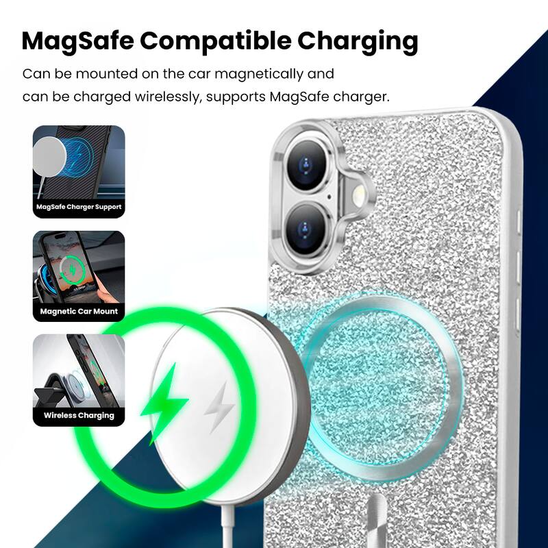 MagSafe Compatible Charging

Can be mounted on the car magnetically and can be charged wirelessly, supports MagSafe charger.

- MagSafe Charger Support
- Magnetic Car Mount
- Wireless Charging