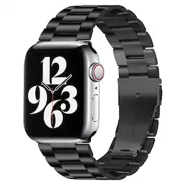 StrapsCo - Flat-Link Everyday Bracelet Stainless Steel Watch Band Strap For Apple Watch - 44mm/45mm/46mm/49mm - Black