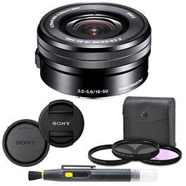 Sony - SELP1650 16-50mm Power Zoom Lens + 8PC Kit - Black